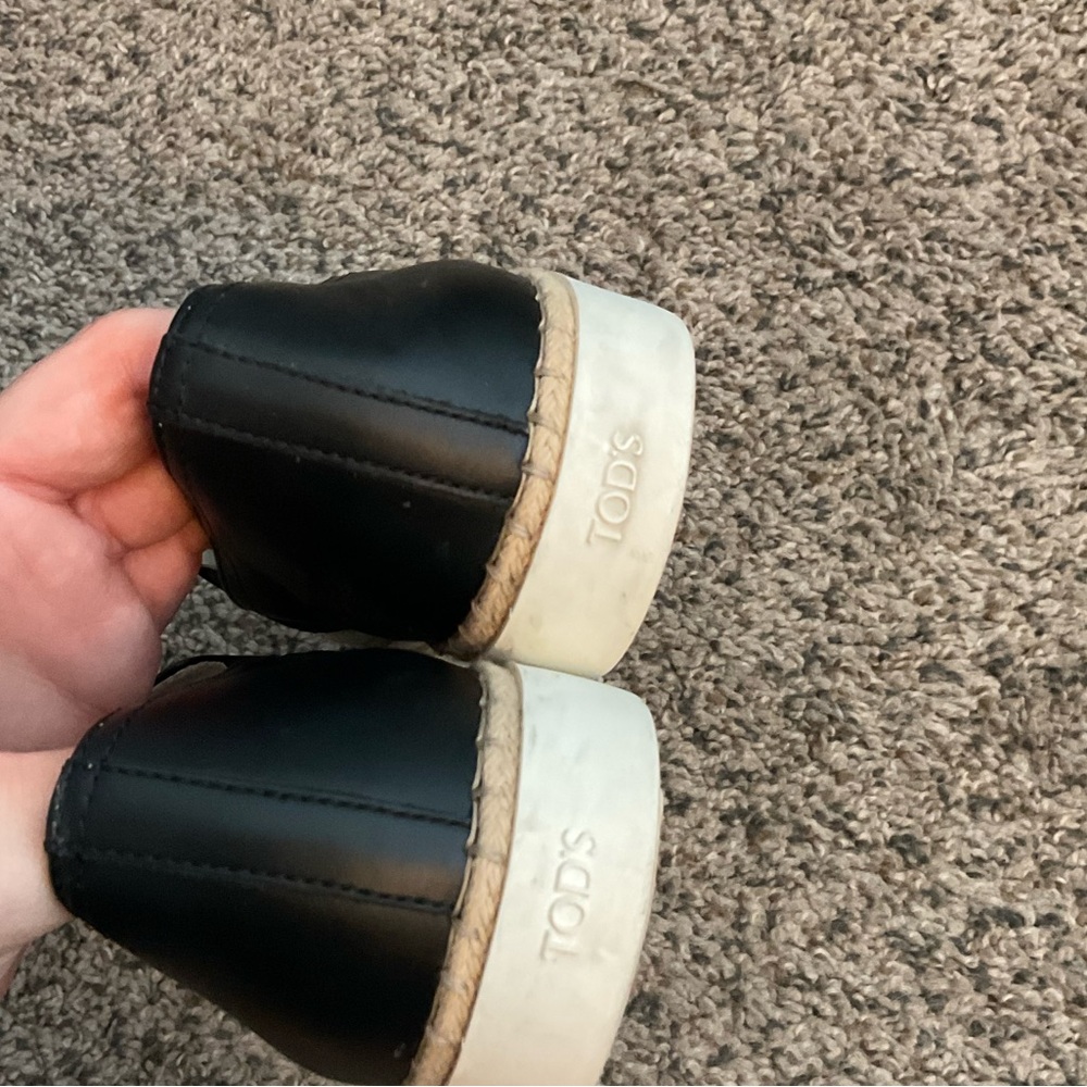 Tod’s Espadrille black leather Slip Ons - size 38.5 - Picture 8 of 10